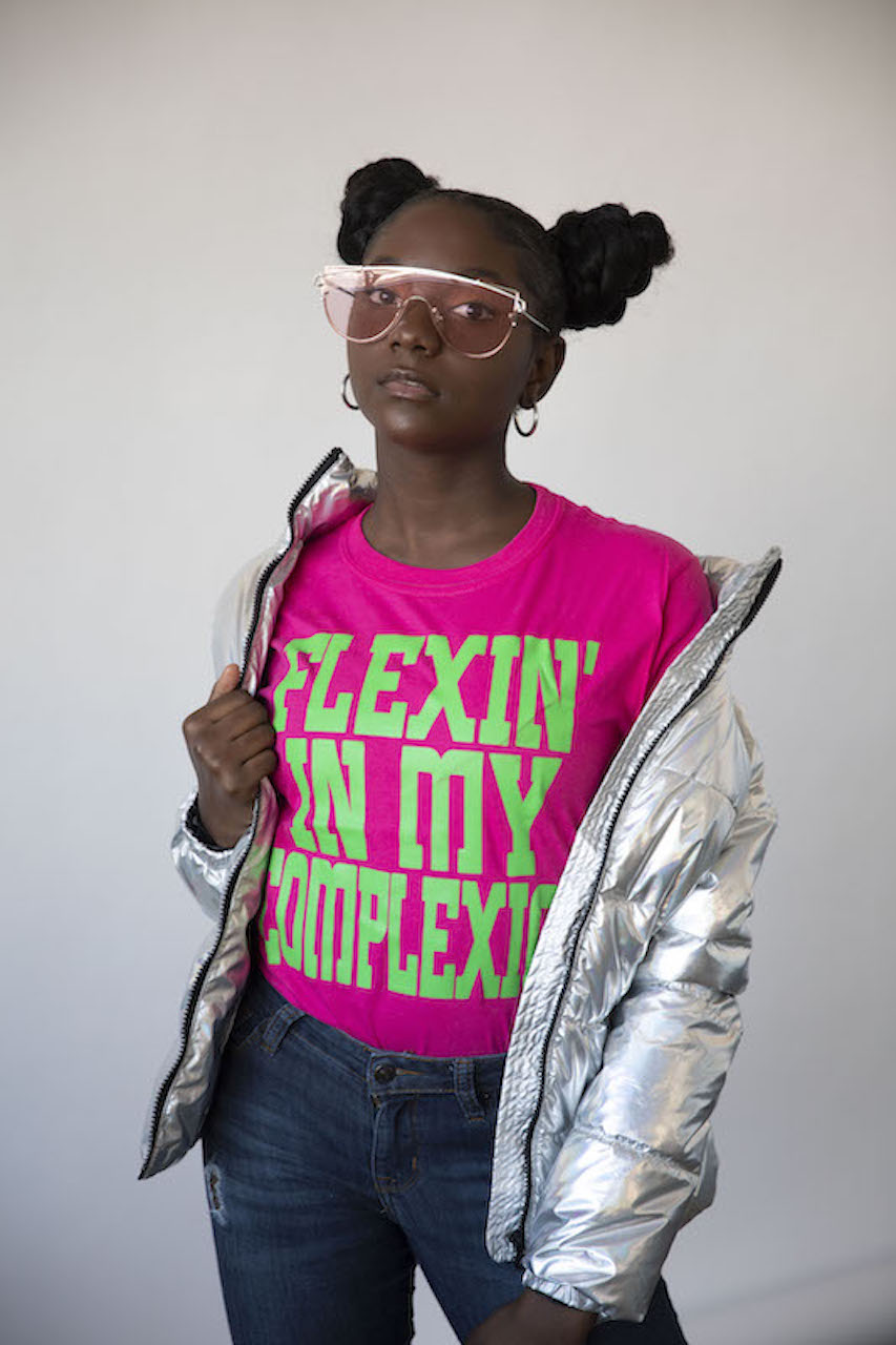 Flexin' In My Complexion Tee: Pink & Green