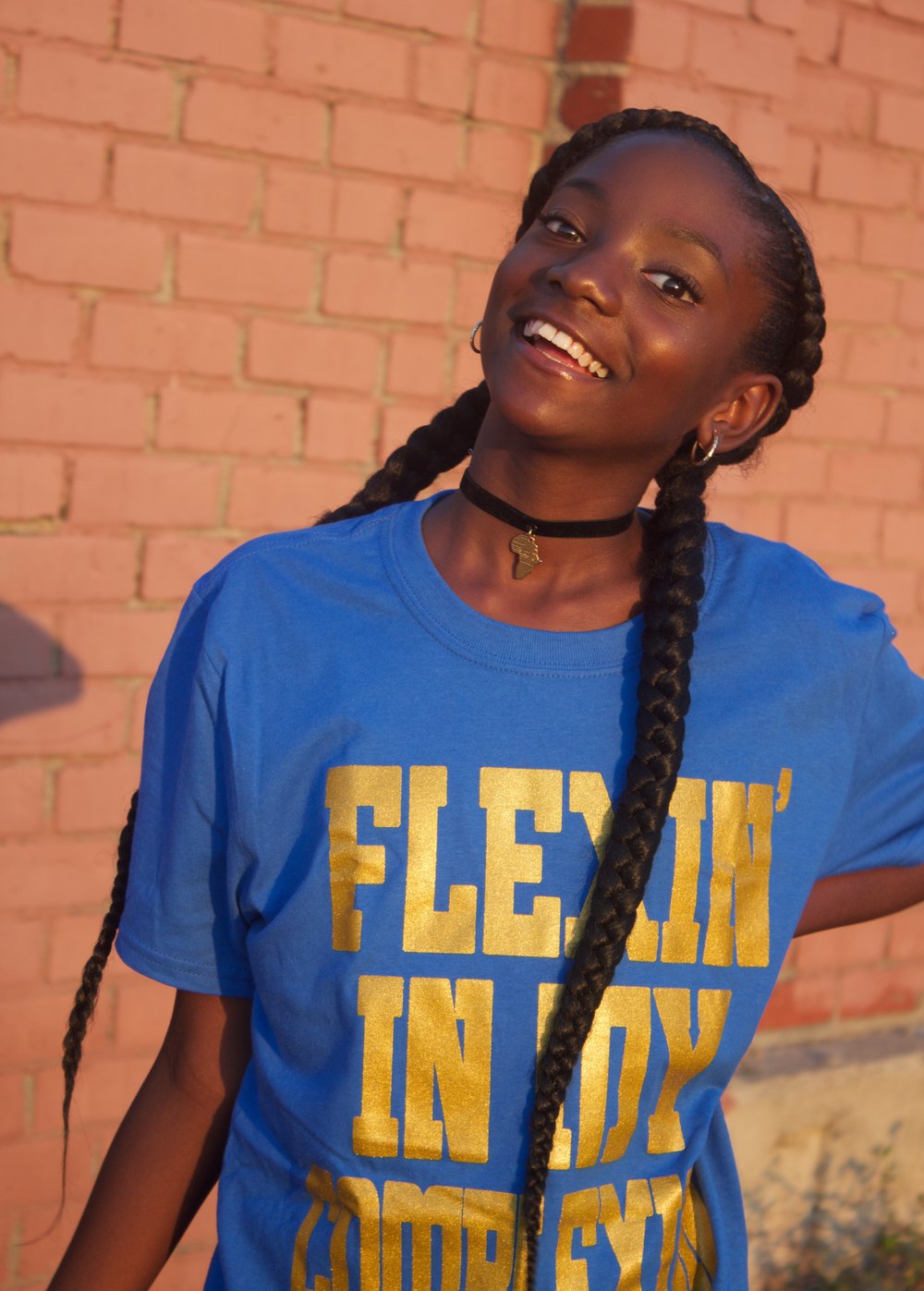 Flexin' In My Complexion Tee: Blue & Gold